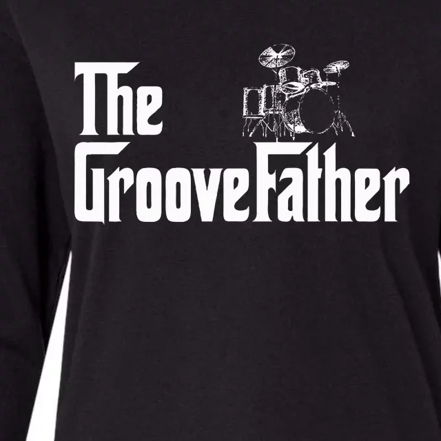 The Groovefather Drummer Drummer Dad Womens Cotton Relaxed Long Sleeve T-Shirt