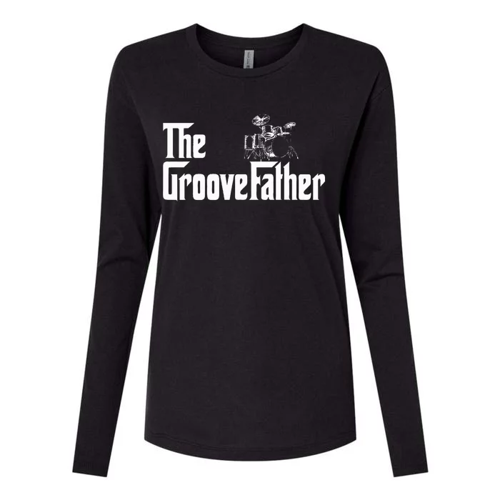 The Groovefather Drummer Drummer Dad Womens Cotton Relaxed Long Sleeve T-Shirt