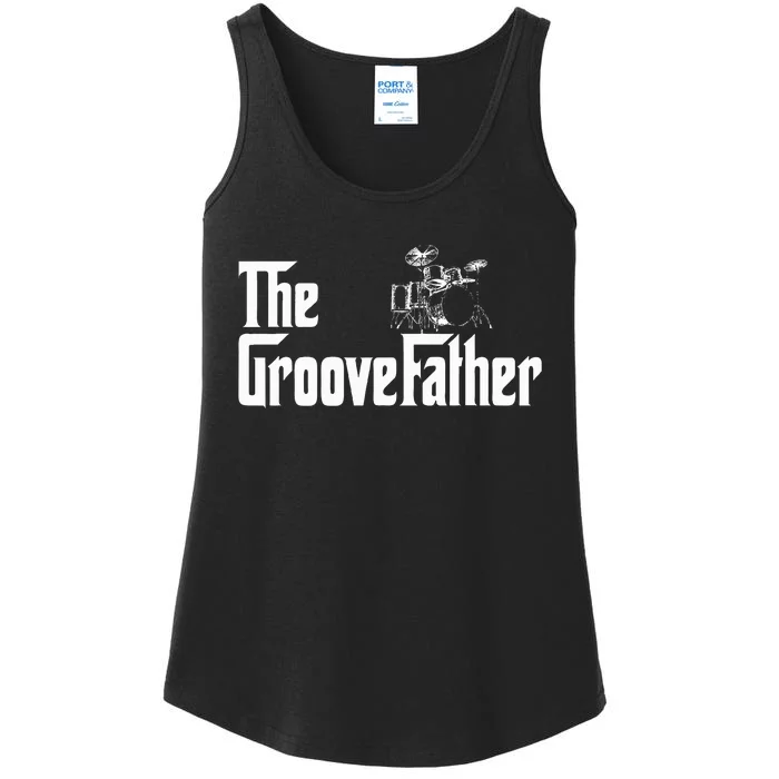 The Groovefather Drummer Drummer Dad Ladies Essential Tank