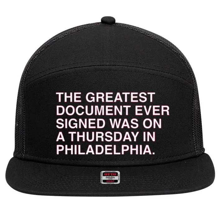 The Greatest Document Ever Signed 7 Panel Mesh Trucker Snapback Hat