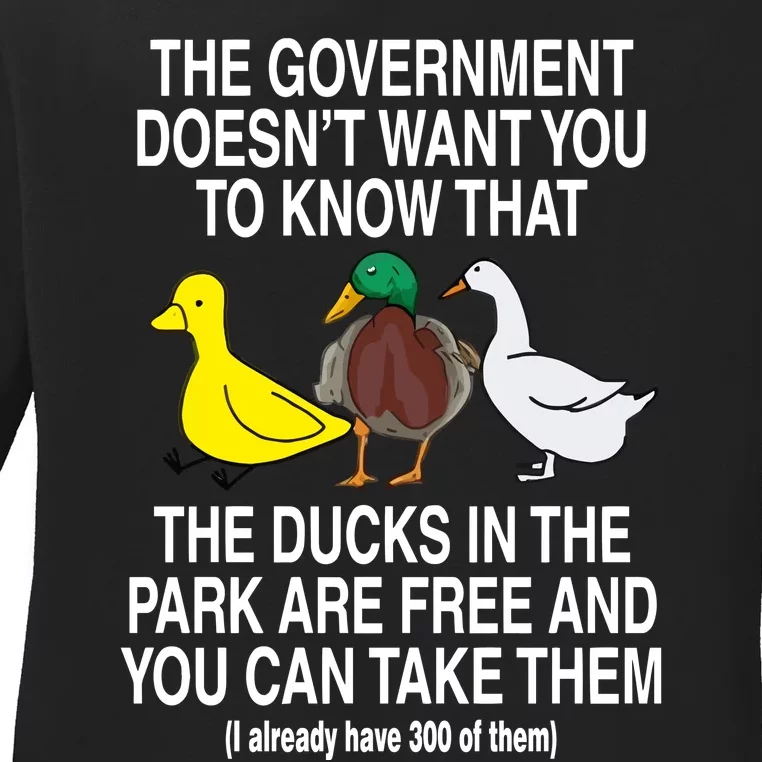 The Government DoesnT Want You To Know That The Ducks In The Park Are Free And Ladies Long Sleeve Shirt