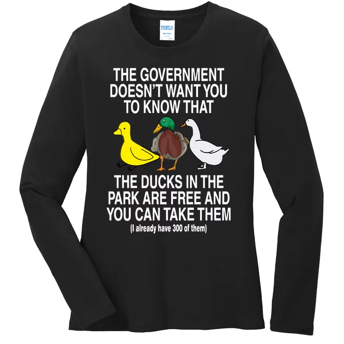 The Government DoesnT Want You To Know That The Ducks In The Park Are Free And Ladies Long Sleeve Shirt