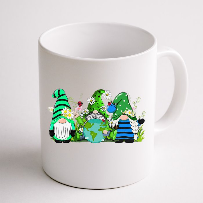 Three Gnomes Daisy Flower Earth Day Funny Gnome Lover Front & Back Coffee Mug