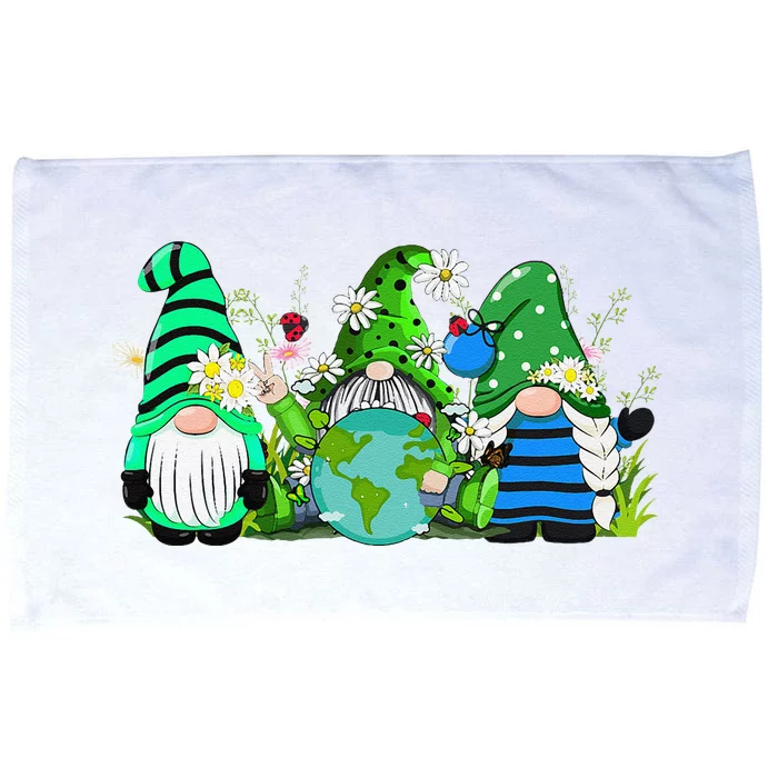 Three Gnomes Daisy Flower Earth Day Funny Gnome Lover Microfiber Hand Towel