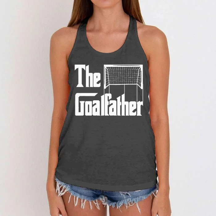 The Goalfather Dad Soccer Goalkeeper Goalie Coach Footballer Women's Knotted Racerback Tank