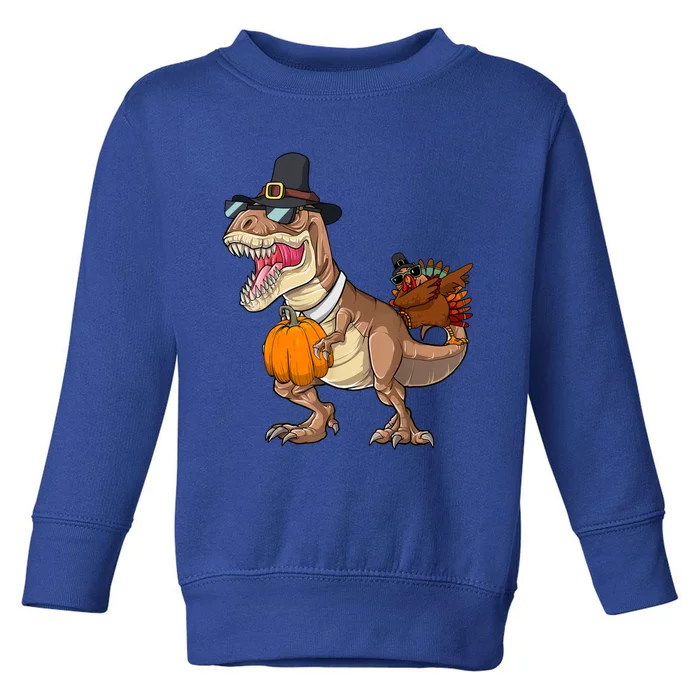 Tmeaningful Giftrex Dinosaur Dabbing Turkey Thanksgiving Family Funny Gift Cute Toddler Sweatshirt