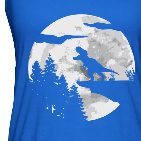 Tmeaningful Giftrex Dinosaur Night Sky Moon Meaningful Gift Dino Trex Tyrannosau Ladies Essential Flowy Tank