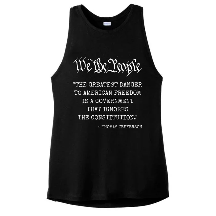 The Greatest Danger To Freedom Quote Thomas Jefferson Ladies Tri-Blend Wicking Tank