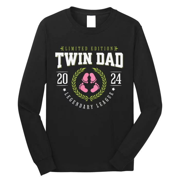 Twin Girl Dad Est 2024 Twin Dad To Be New Daddy Long Sleeve Shirt