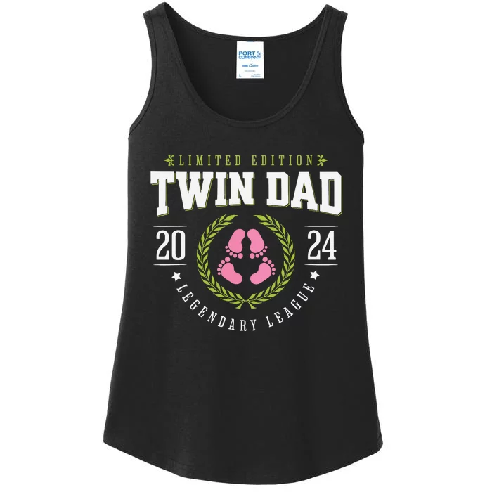 Twin Girl Dad Est 2024 Twin Dad To Be New Daddy Ladies Essential Tank