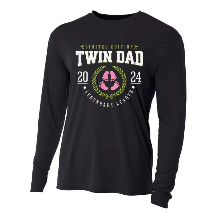 Twin Girl Dad Est 2024 Twin Dad To Be New Daddy Cooling Performance Long Sleeve Crew