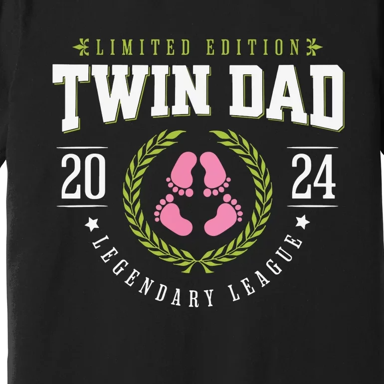 Twin Girl Dad Est 2024 Twin Dad To Be New Daddy Premium T-Shirt