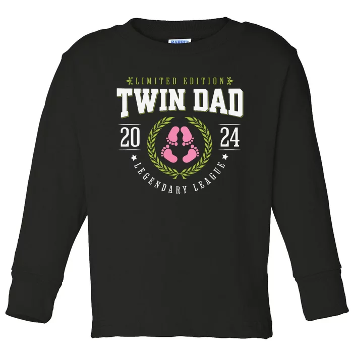 Twin Girl Dad Est 2024 Twin Dad To Be New Daddy Toddler Long Sleeve Shirt