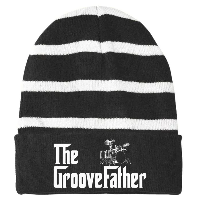 The GrooveFather Drummer Dad Funny Striped Beanie with Solid Band