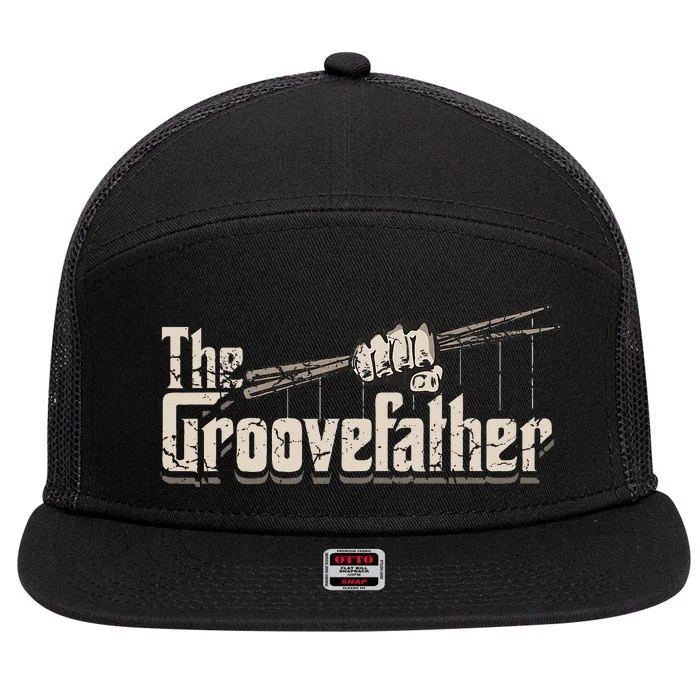 The Groovefather Drums Drumming Gifts Band Drummer 7 Panel Mesh Trucker Snapback Hat