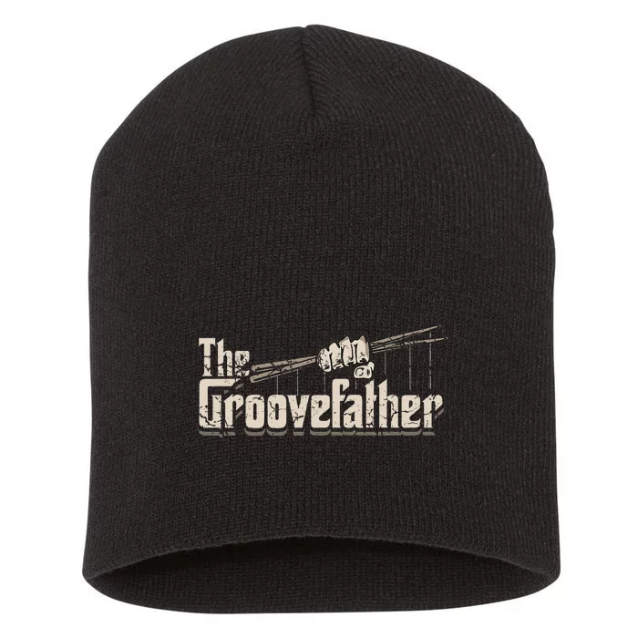 The Groovefather Drums Drumming Gifts Band Drummer Short Acrylic Beanie