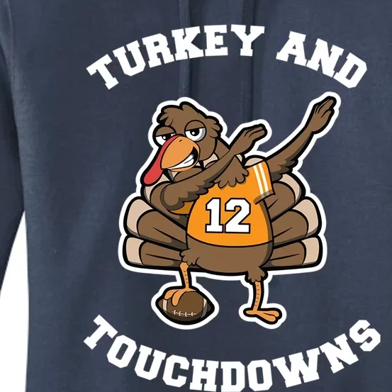 Thanksgiving Gift Dabbing Turkey Touchdown Football Gift Women's Pullover Hoodie