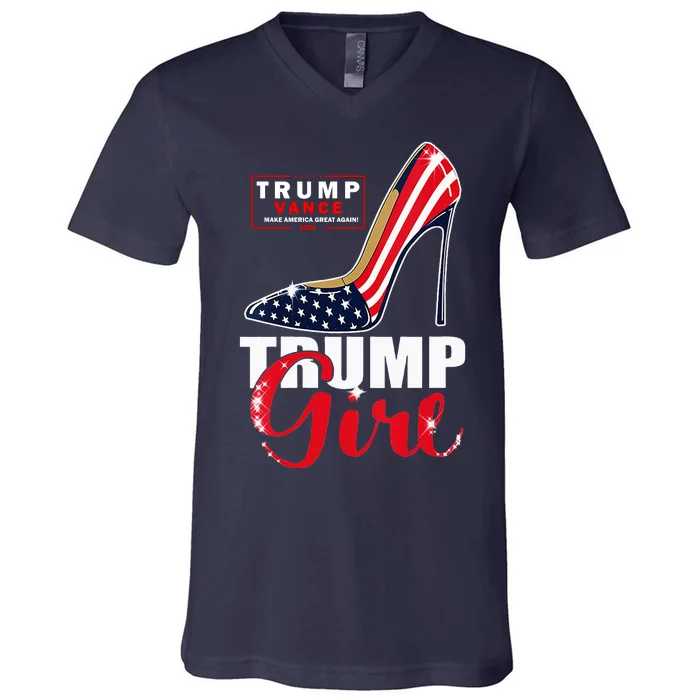 Trump Girl Donald Trump 2024 Jd Vance United States Presidential Election V-Neck T-Shirt