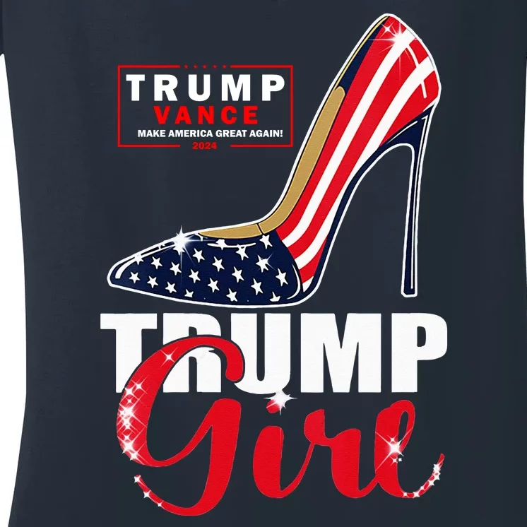 Trump Girl Donald Trump 2024 Jd Vance United States Presidential Election Women's V-Neck T-Shirt