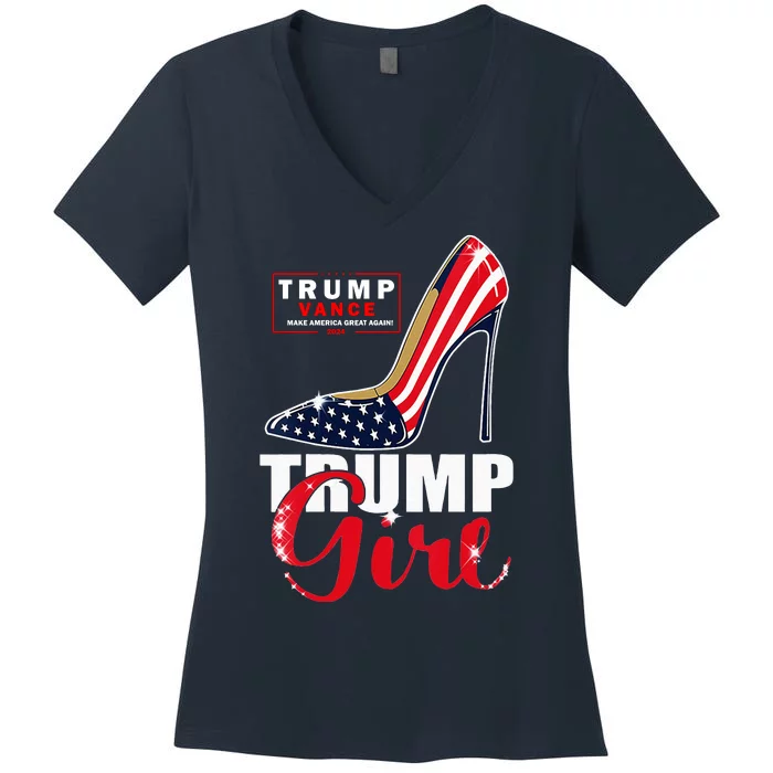 Trump Girl Donald Trump 2024 Jd Vance United States Presidential Election Women's V-Neck T-Shirt