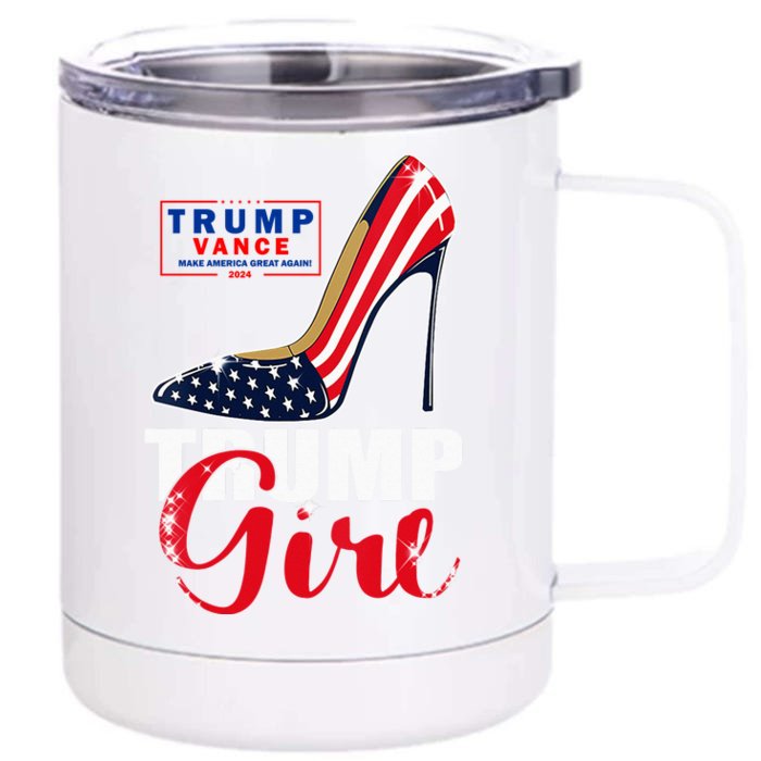 Trump Girl Donald Trump 2024 Jd Vance United States Presidential Election Front & Back 12oz Stainless Steel Tumbler Cup