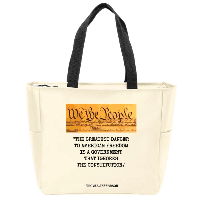 The Greatest Danger To Freedom Quote Thomas Jefferson Top Zip Tote Bag