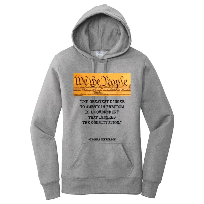 The Greatest Danger To Freedom Quote Thomas Jefferson Top Women's Pullover Hoodie