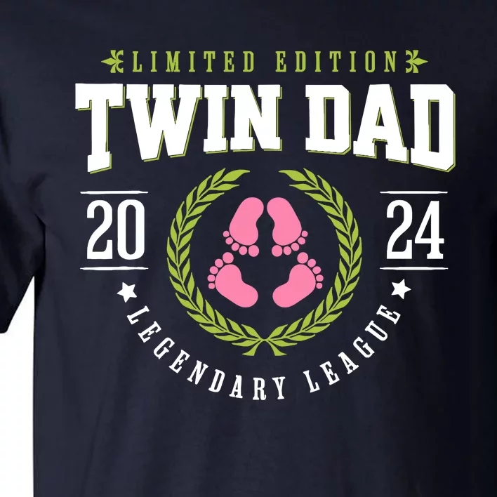 Twin Girl Dad Est 2024 Twin Dad To Be New Daddy Tall T-Shirt