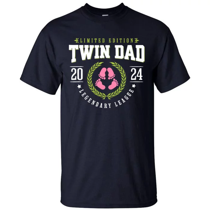 Twin Girl Dad Est 2024 Twin Dad To Be New Daddy Tall T-Shirt