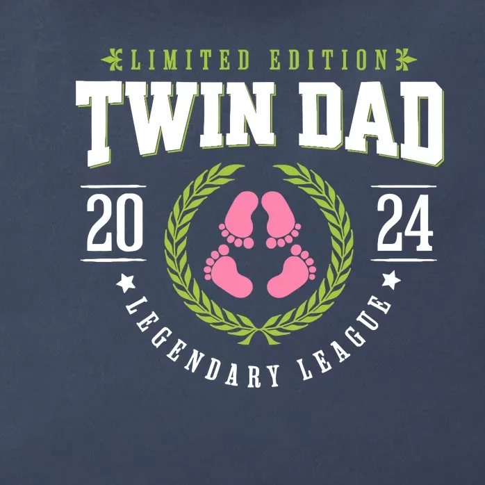 Twin Girl Dad Est 2024 Twin Dad To Be New Daddy Zip Tote Bag