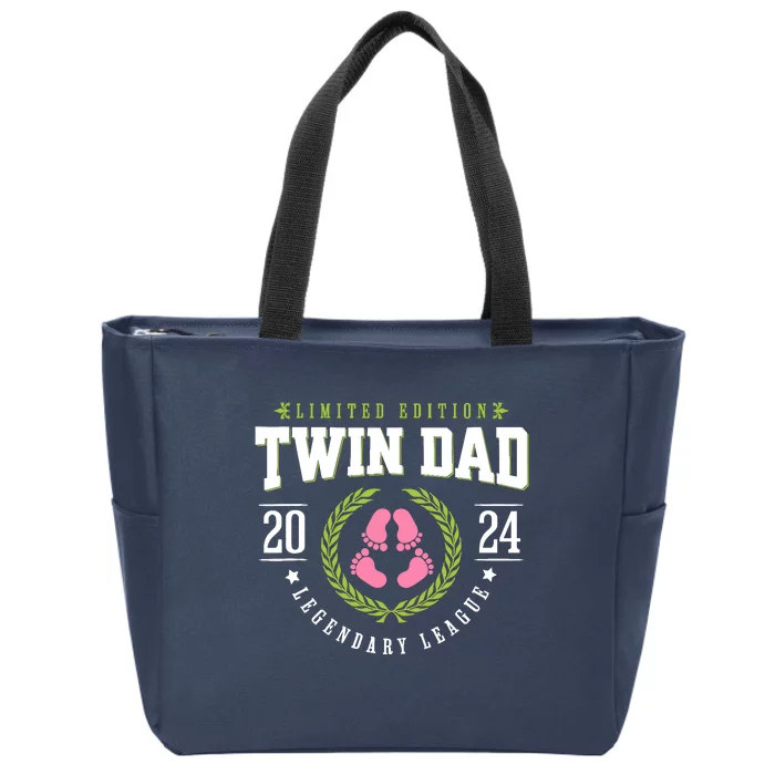 Twin Girl Dad Est 2024 Twin Dad To Be New Daddy Zip Tote Bag