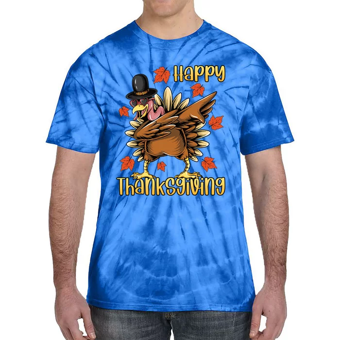 Thanksgiving Gift Dabbing Turkey Fall Cute Gift Tie-Dye T-Shirt