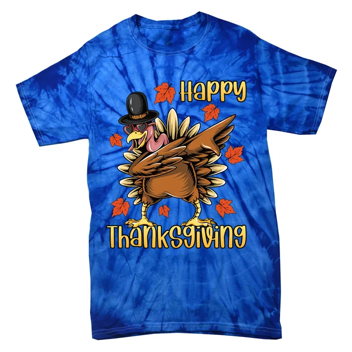 Thanksgiving Gift Dabbing Turkey Fall Cute Gift Tie-Dye T-Shirt