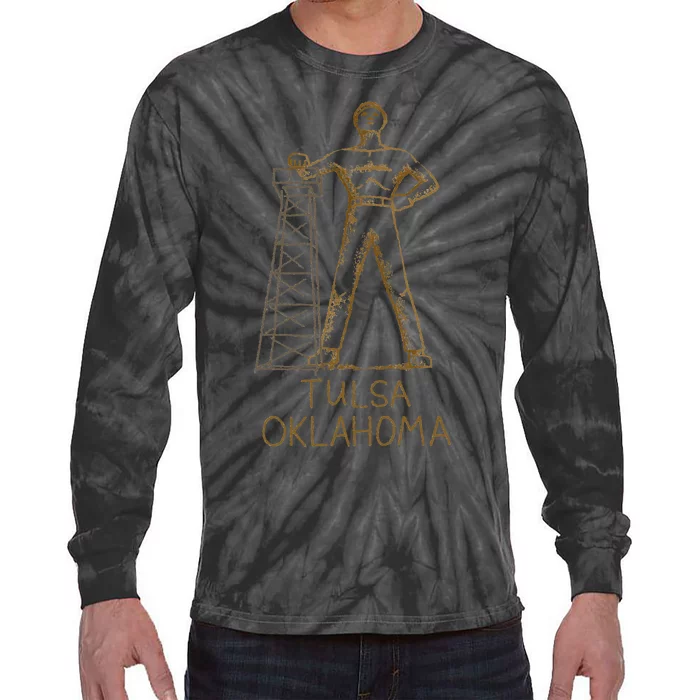 Tulsa Golden Driller Oklahoma Tie-Dye Long Sleeve Shirt