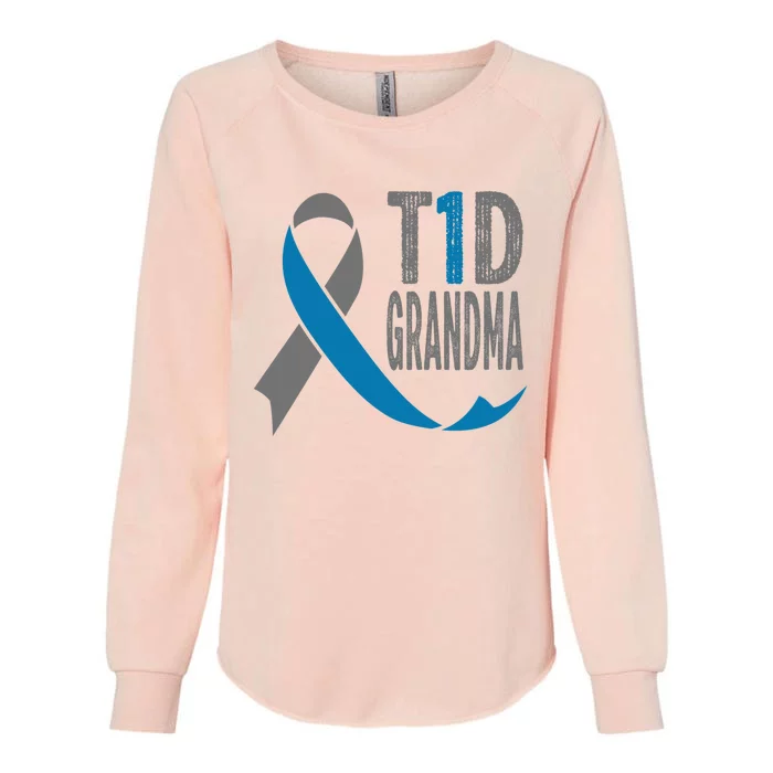 T1d Grandma Diabetic Gift For Grandparents Type 1 Diabetes Gift Womens California Wash Sweatshirt