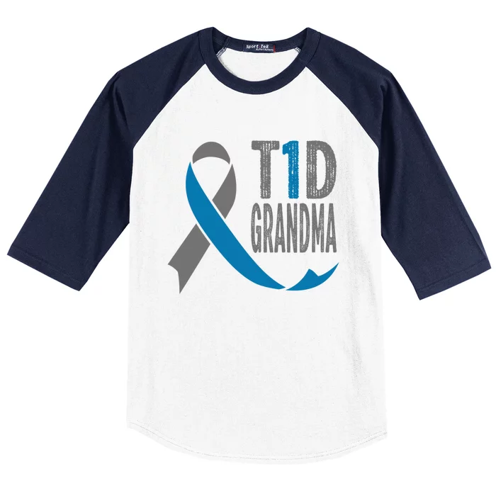 T1d Grandma Diabetic Gift For Grandparents Type 1 Diabetes Gift Baseball Sleeve Shirt