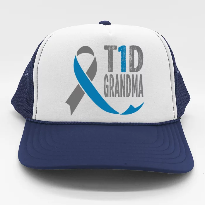 T1d Grandma Diabetic Gift For Grandparents Type 1 Diabetes Gift Trucker Hat