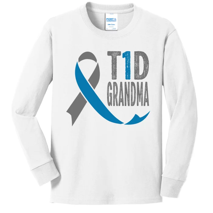 T1d Grandma Diabetic Gift For Grandparents Type 1 Diabetes Gift Kids Long Sleeve Shirt