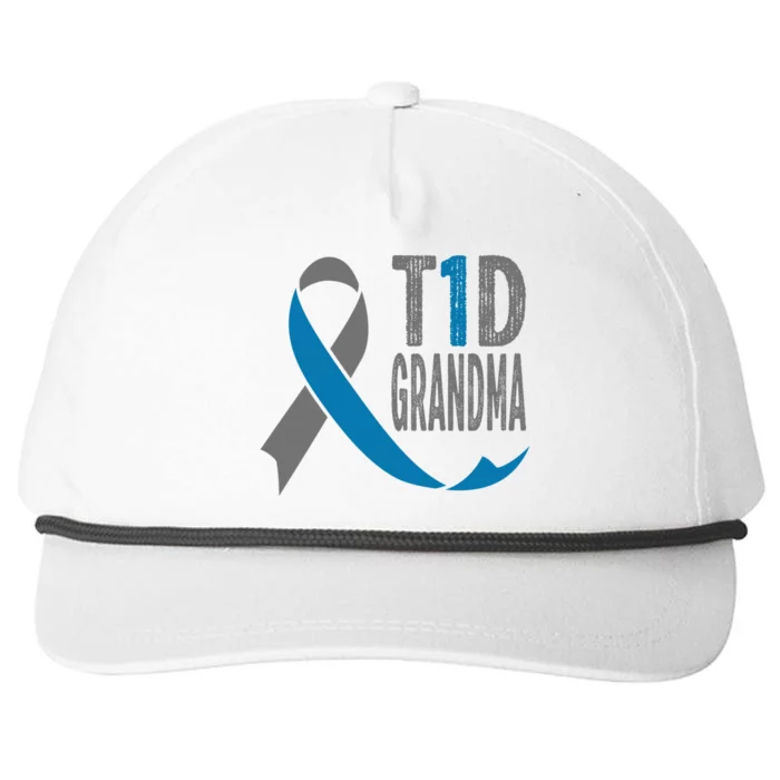 T1d Grandma Diabetic Gift For Grandparents Type 1 Diabetes Gift Snapback Five-Panel Rope Hat