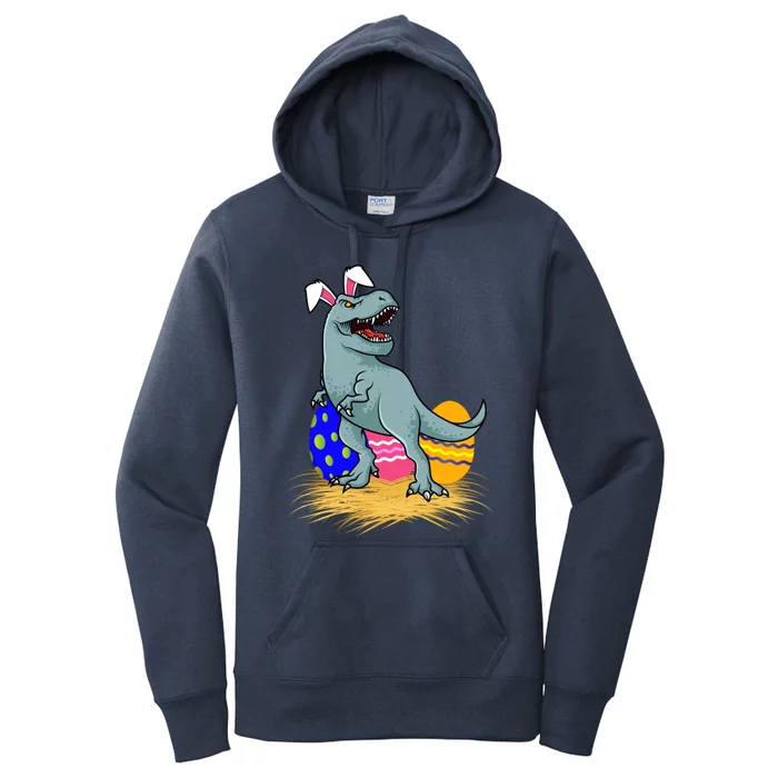 Tmeaningful Giftrex Dinosaur Easter Holiday Bunny Ears Color Egg Hunt Gift Women's Pullover Hoodie