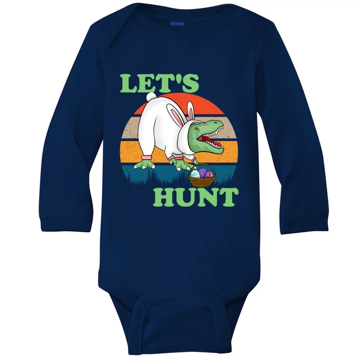 Tfunny Giftrex Easter Bunny Ears Rabbit Dinosaur Cute Basket Stuffer Gift Baby Long Sleeve Bodysuit