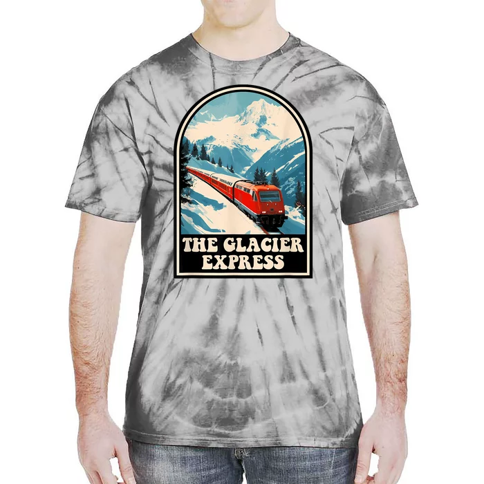 The Glacier Express Switzerland Swiss Train Mountains Winter Tie-Dye T-Shirt