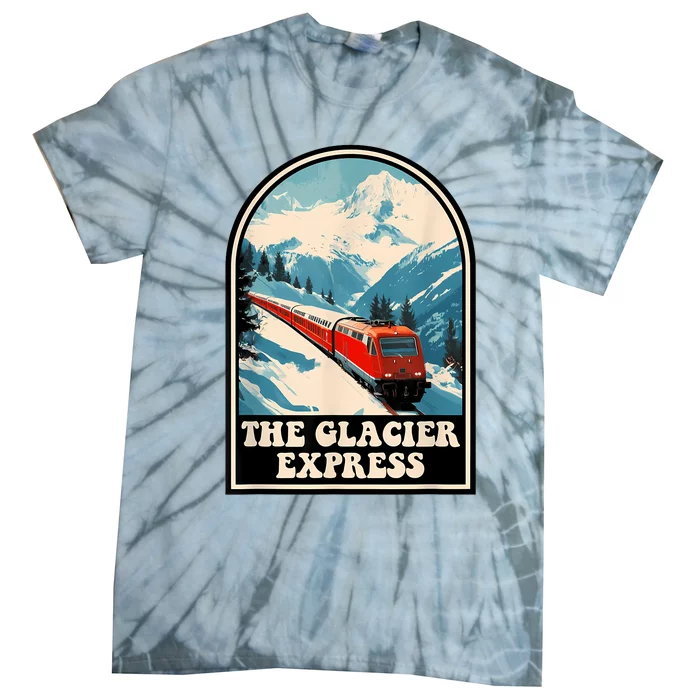 The Glacier Express Switzerland Swiss Train Mountains Winter Tie-Dye T-Shirt