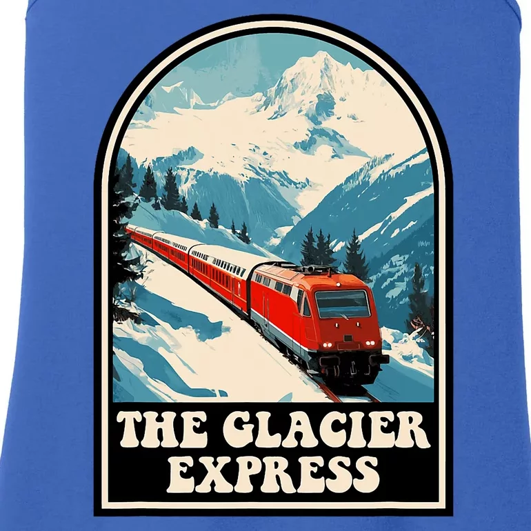 The Glacier Express Switzerland Swiss Train Mountains Winter Ladies Essential Tank