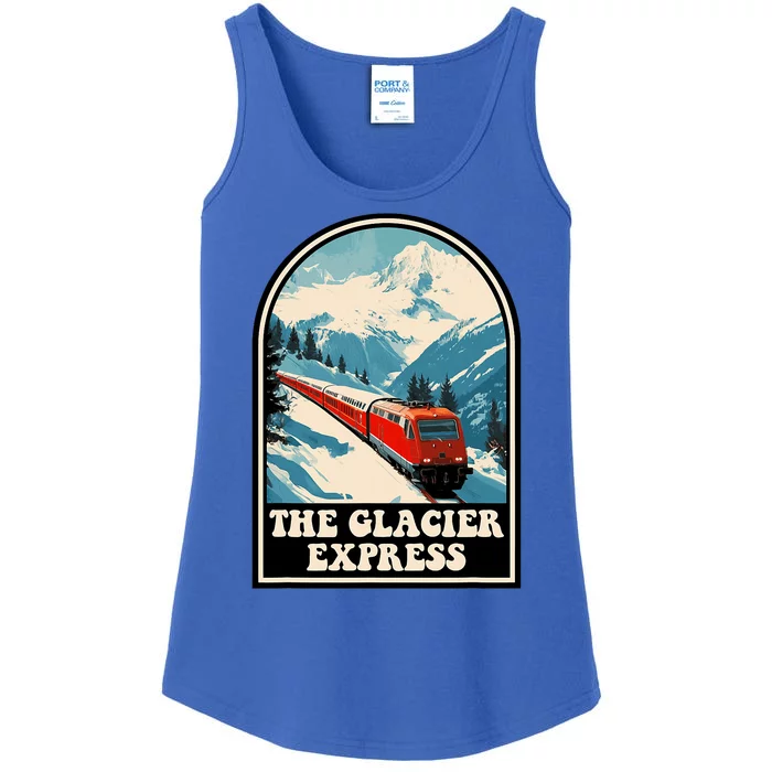 The Glacier Express Switzerland Swiss Train Mountains Winter Ladies Essential Tank