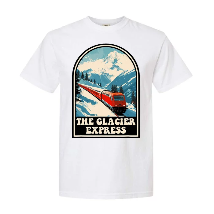 The Glacier Express Switzerland Swiss Train Mountains Winter Garment-Dyed Heavyweight T-Shirt