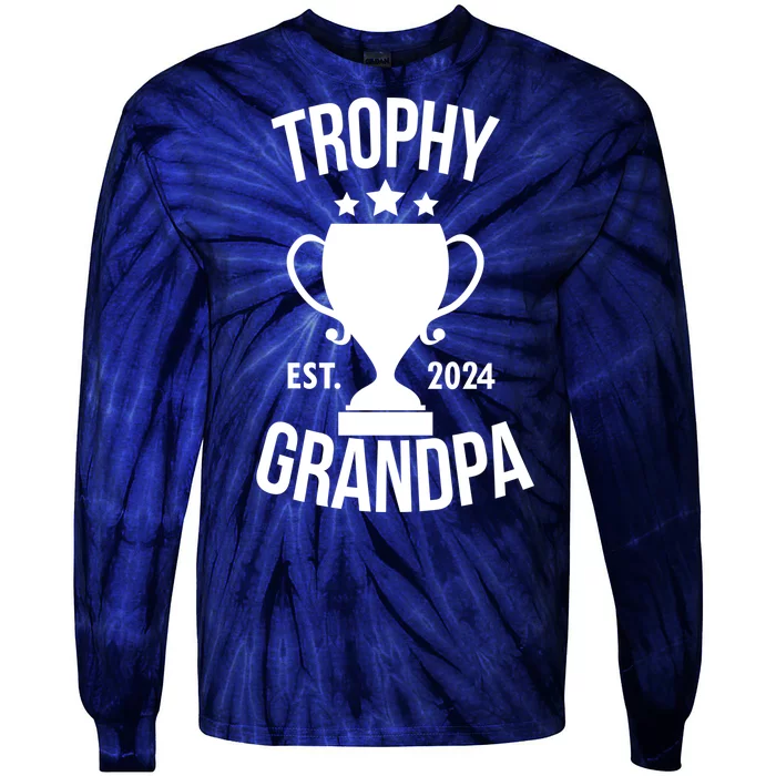 Trophy Grandpa Est 2024 Tie-Dye Long Sleeve Shirt