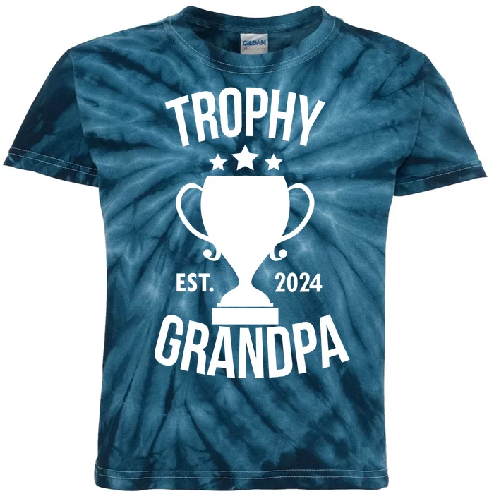 Trophy Grandpa Est 2024 Kids Tie-Dye T-Shirt