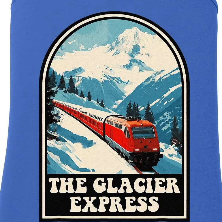 The Glacier Express Switzerland Swiss Train Mountains Winter Ladies Essential Tank