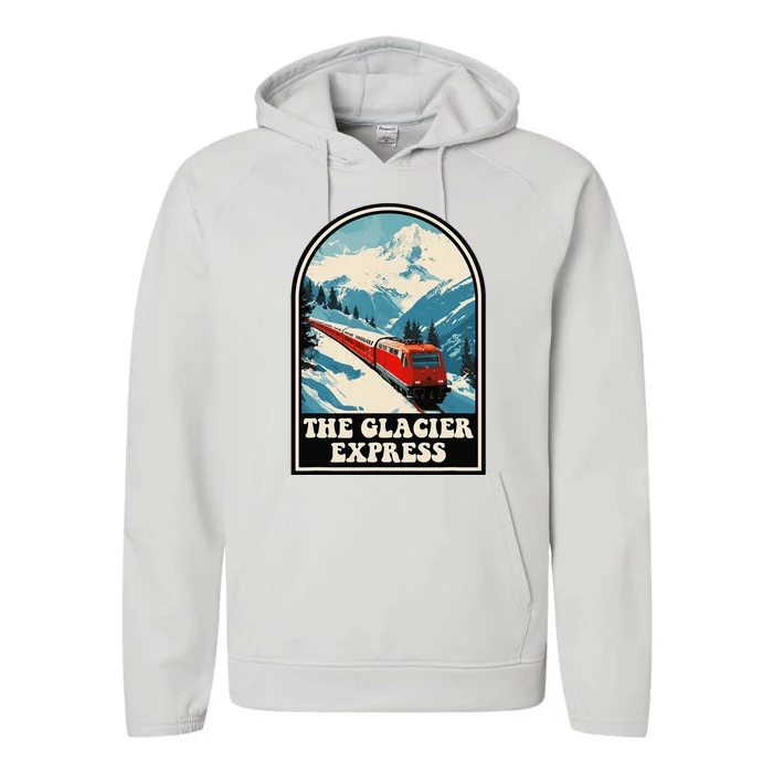 The Glacier Express Switzerland Swiss Train Mountains Winter Performance Fleece Hoodie